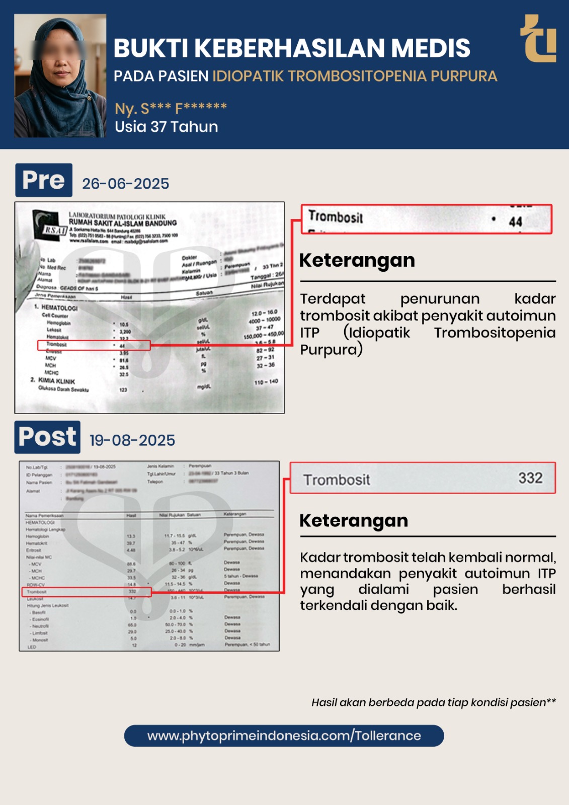 Bukti keberhasilan medis pasien kedua